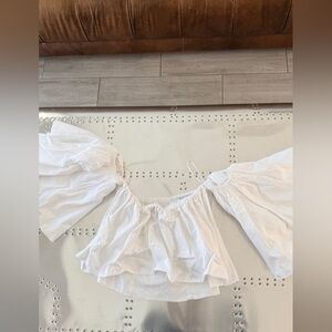 Zara White Off-Shoulder Ruffled Blouse